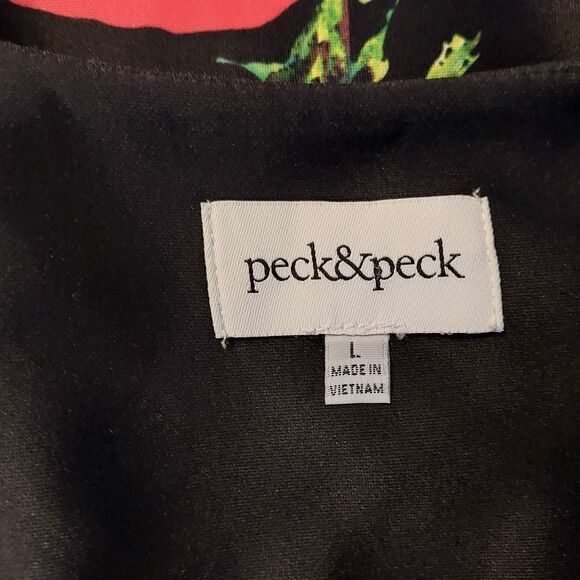 Peck and Peck Cardigan Jacket Black Floral Colorful Long Sleeve Womens Large - Picture 8 of 14